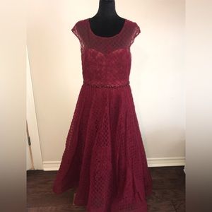 Marchesa Notte Burgundy Dress - Size 14